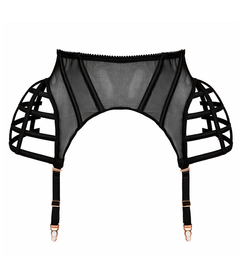 BLACK LOVE POTION BIRD-CAGE GARTER BELT