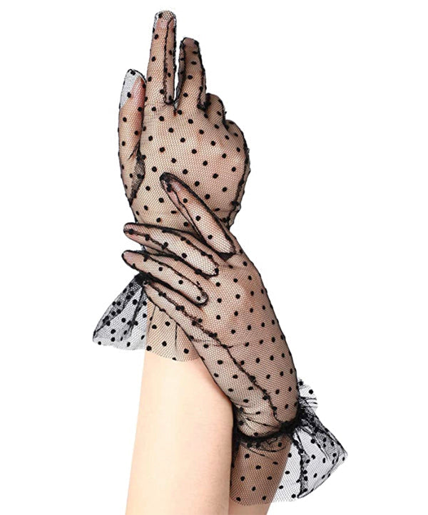 TEA PARTY GLOVES IN BLACK