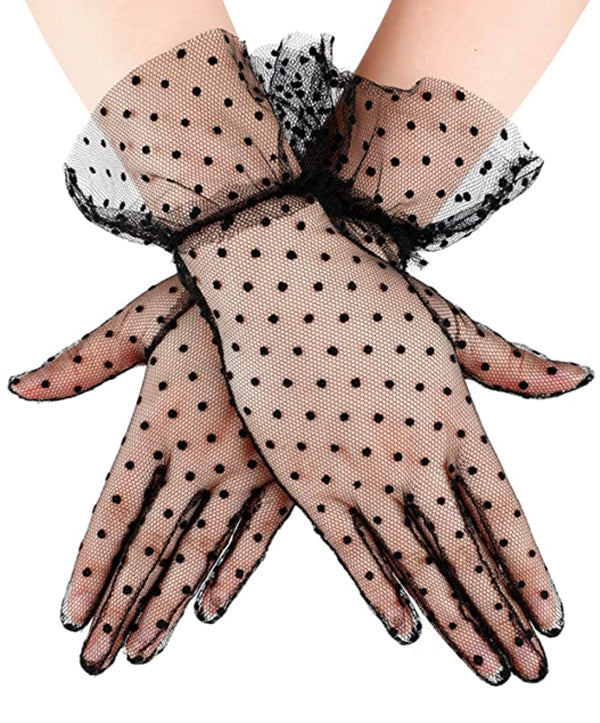 TEA PARTY GLOVES IN BLACK